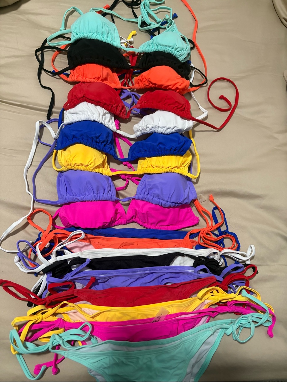 9 SHEIN Multi-Color Triangle String Bikinis Tops and Bottoms Set